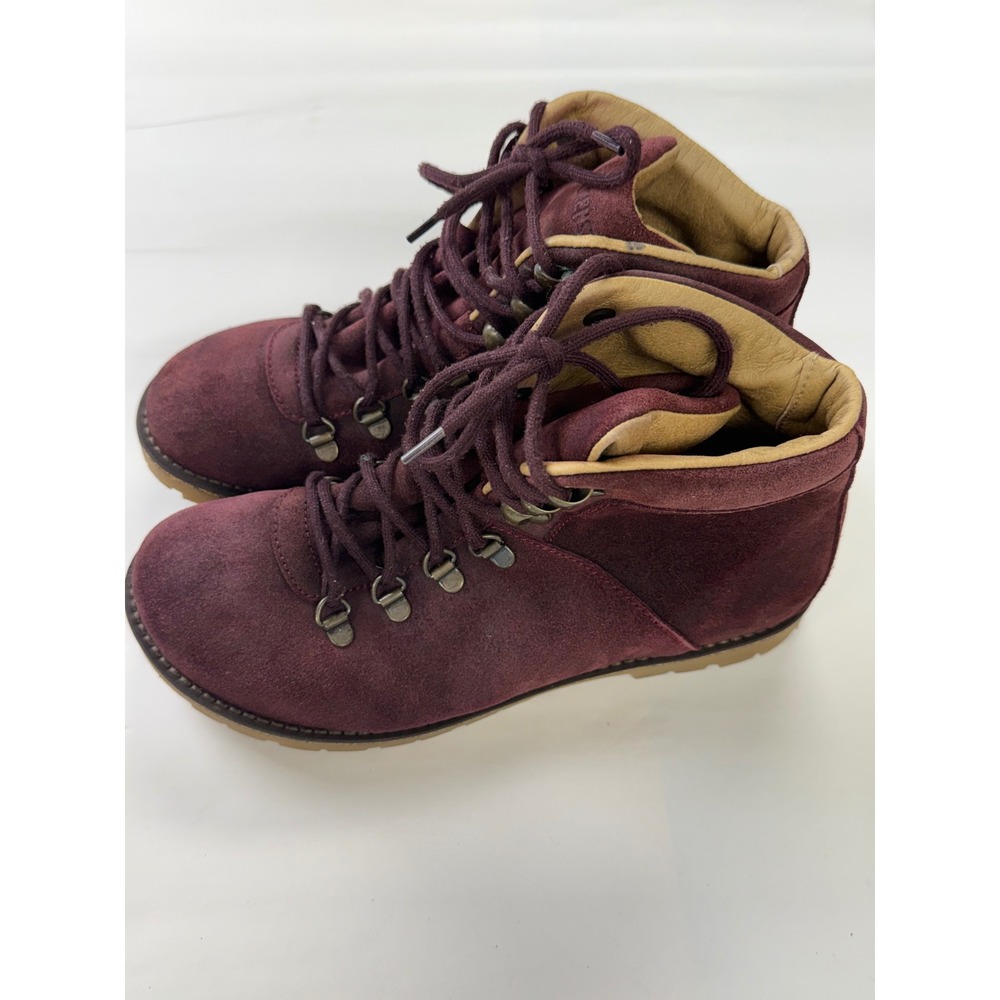Birkenstock Jackson Ochre Burgundy Leather Lace Up Hiking Mountain Boots Sz 7